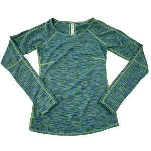 Lululemon Swiftly Tech Long Sleeve Top Lime Green Blue Space Dye Size 6